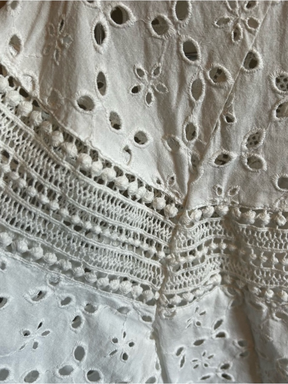 Anthropologie White Eyelet Lace Peasant Blouse - Picture 6 of 7